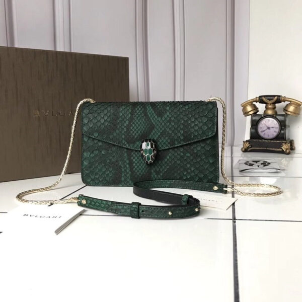 bvlgari python bag green