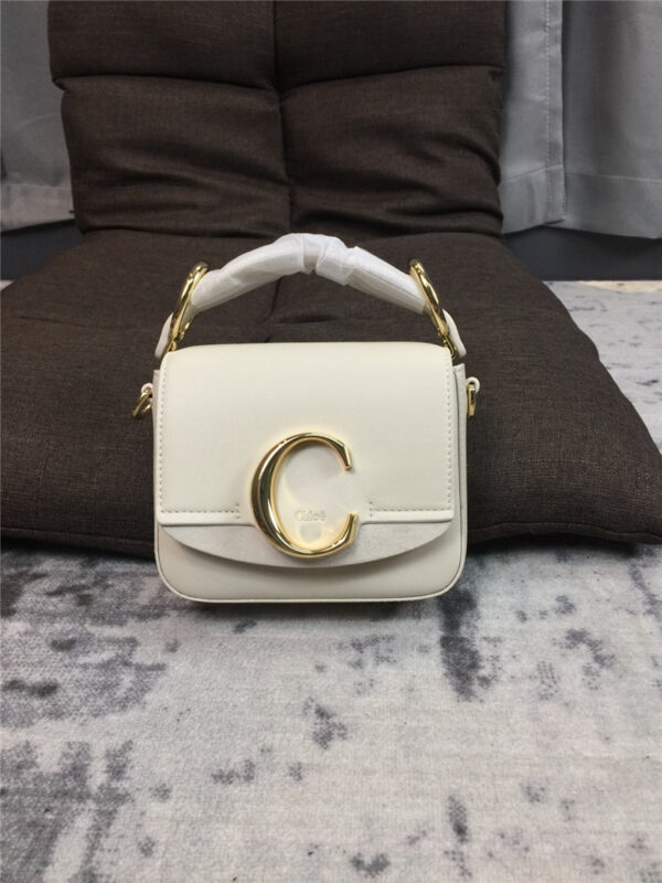 chloe c mini square bag white