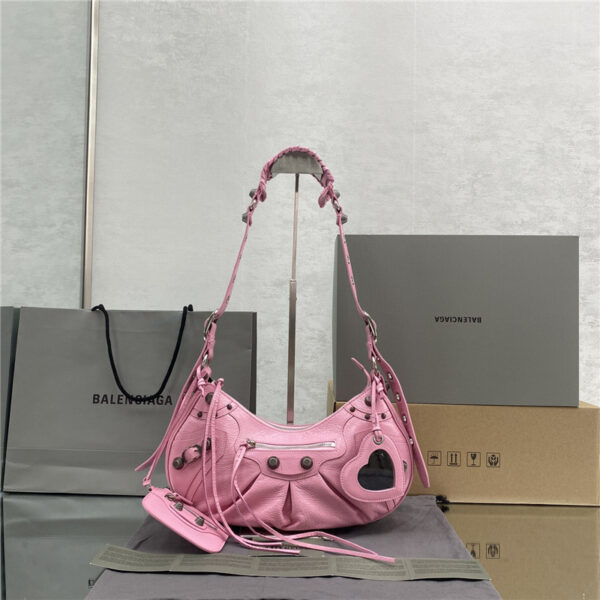 balenciaga le cagole leather shoulder bag pink