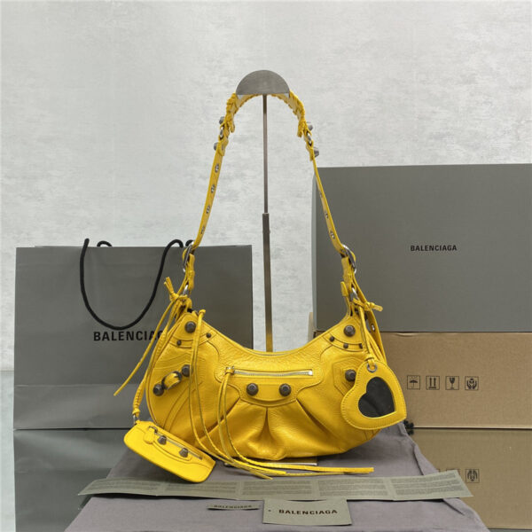 balenciaga le cagole leather shoulder bag yellow