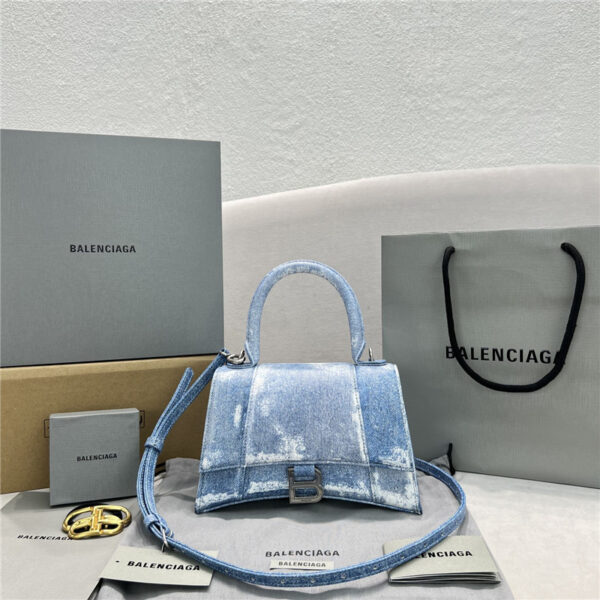 balenciaga denim hourglass bag