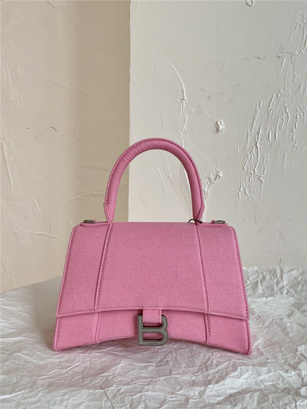 balenciaga denim hourglass bag pink