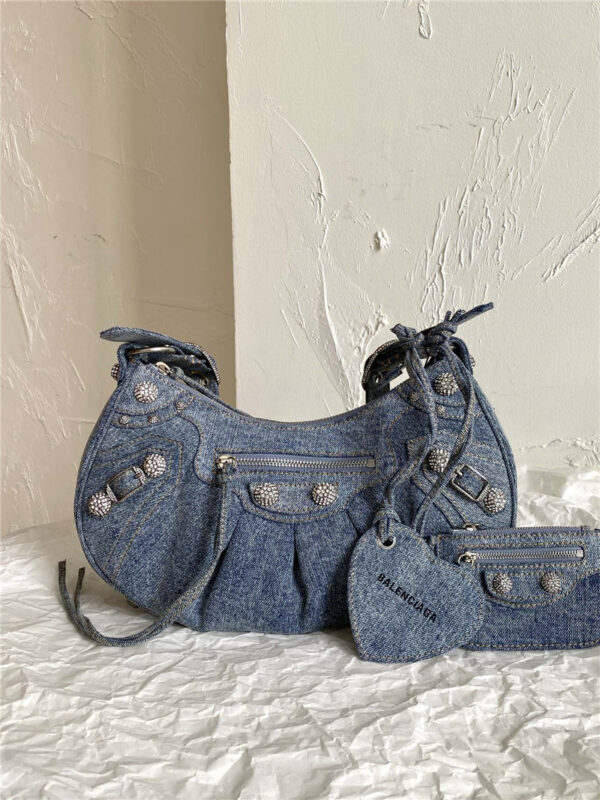 balenciaga le cagole denim motorcycle bag