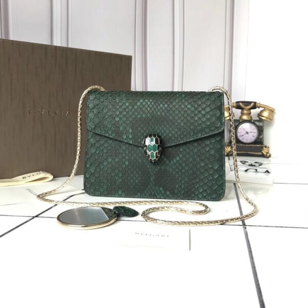 bvlgari python bag green