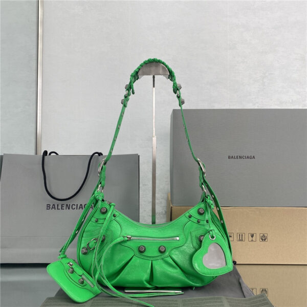 balenciaga le cagole leather shoulder bag green