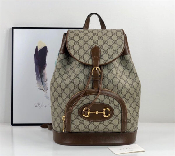 GUCCI Beige Gucci 1955 Horsebit backpack