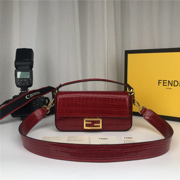 fendi crocodile baguette red