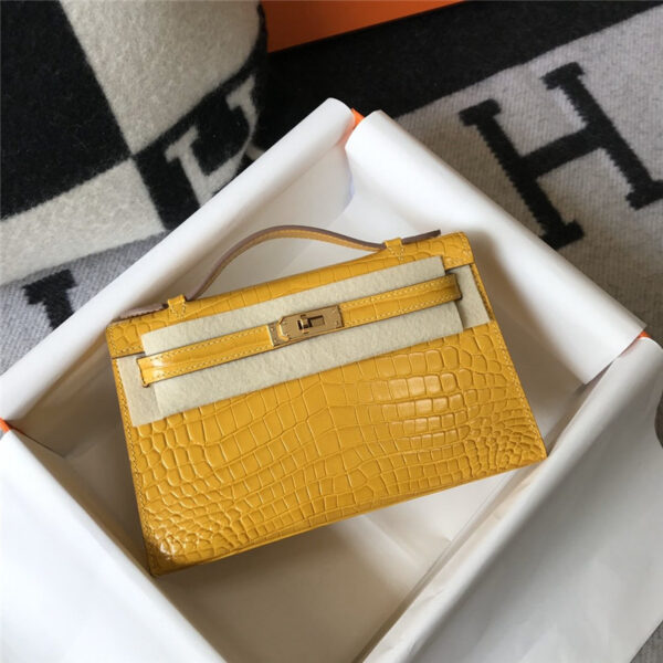 hermes Kelly Pochette yellow