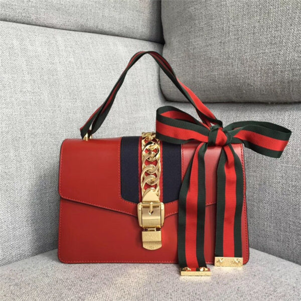 gucci sylvie medium handle bag red