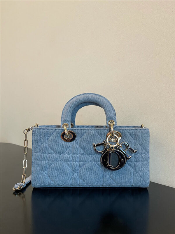 dior lady d-joy bag denim blue