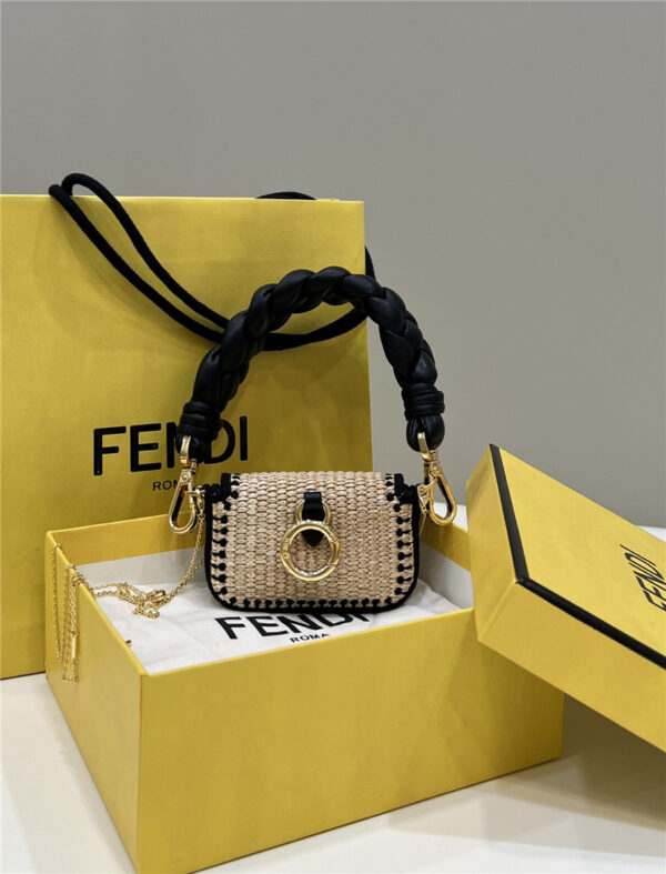 fendi Nano baguette raffia charm mini bag