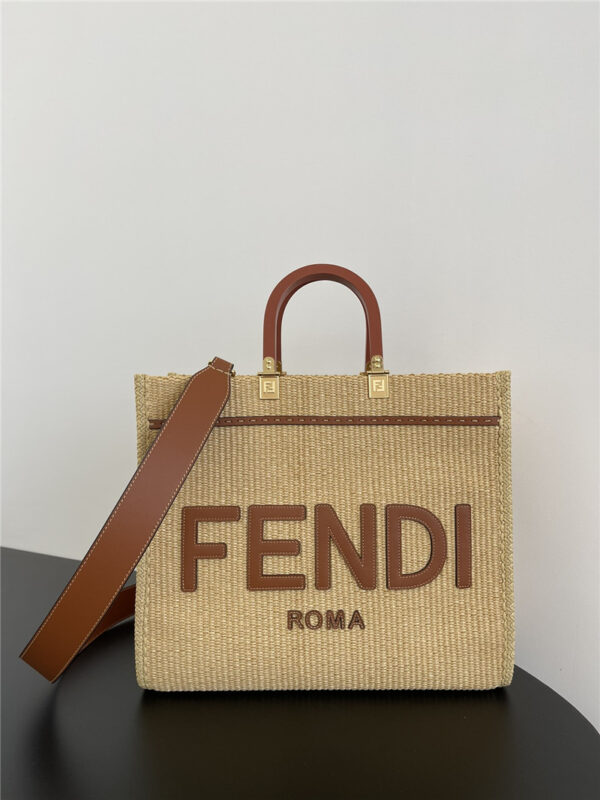 fendi sunshine straw shopping bag