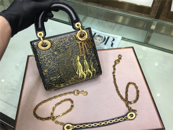 lady dior mini embroidery moon bag