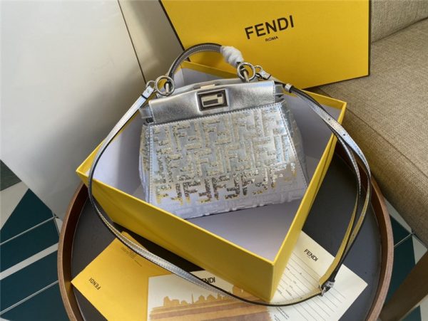 Fendi peekaboo mini silver Shoulder Bag