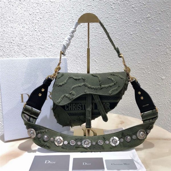 Dior Saddle Camouflage Embroidered Canvas Bag