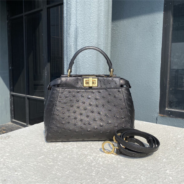 fendi ostrich leather peekaboo bag