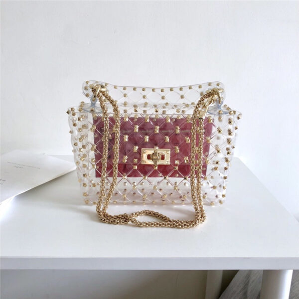 Valentino silver stud transparent bag