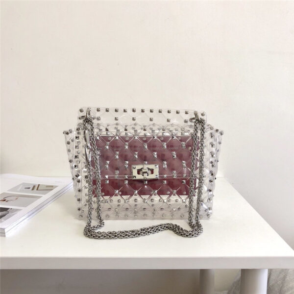 Valentino silver stud transparent bag