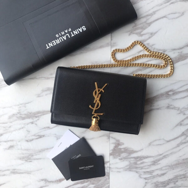 ysl caviar leather chain bag