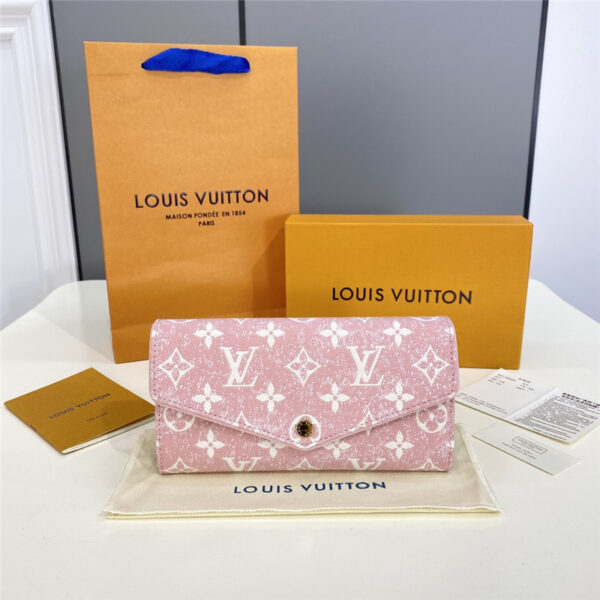 louis vuitton lv denim jacquard sarah wallet