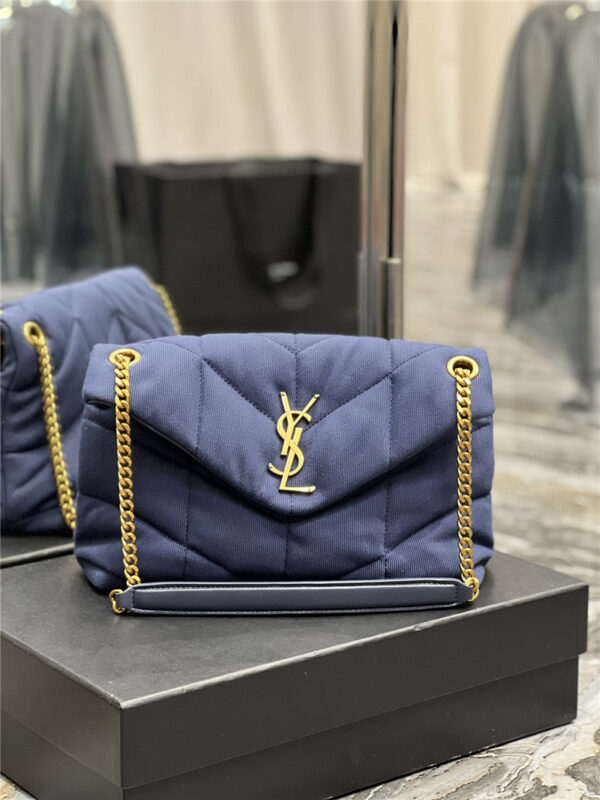 ysl loulou puffer denim shoulder bag