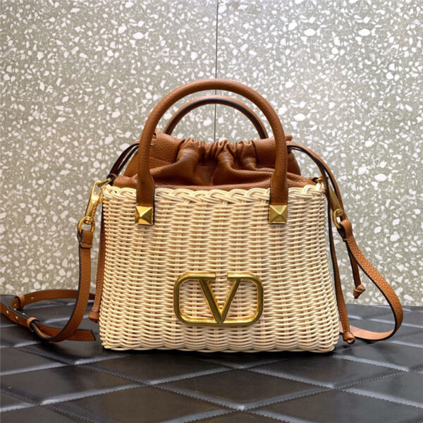 valentino vlogo signature wicker bucket bag