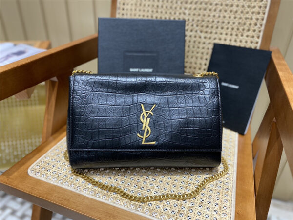 ysl kate crocodile embossed leather bag