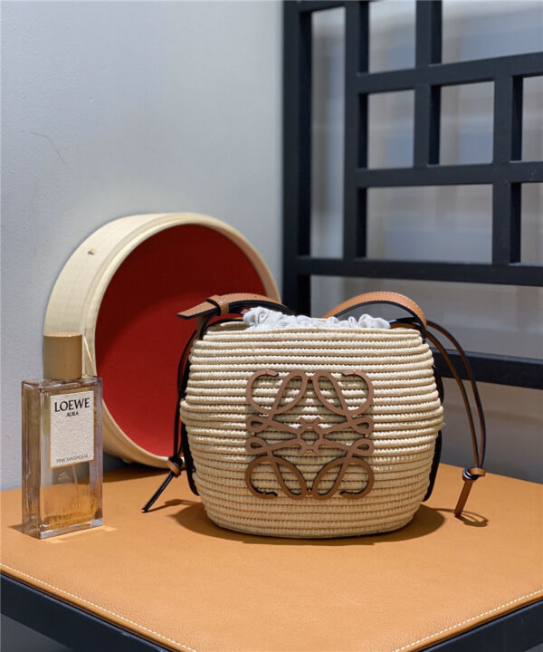 loewe woven straw basket bag