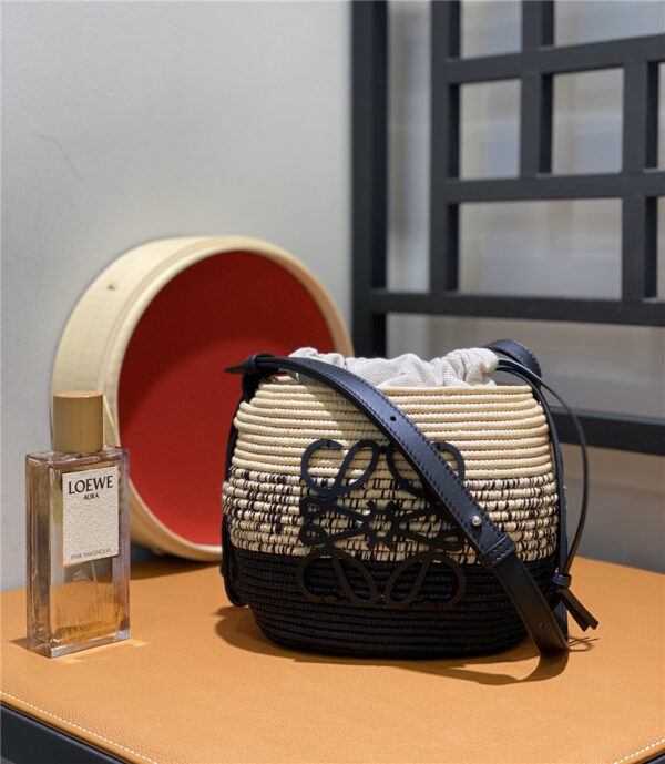 loewe woven straw basket bag