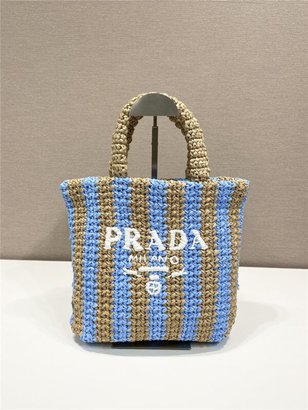 prada raffia tote bag