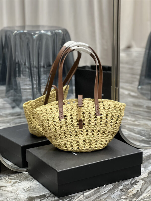 ysl panier raffia tote bag