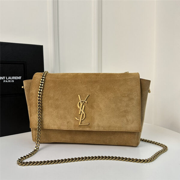 ysl kate logo suede chain bag