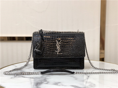 ysl crocodile leather shoulder bag