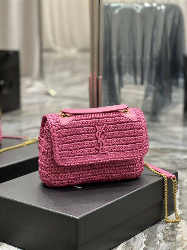 ysl niki raffia bag small