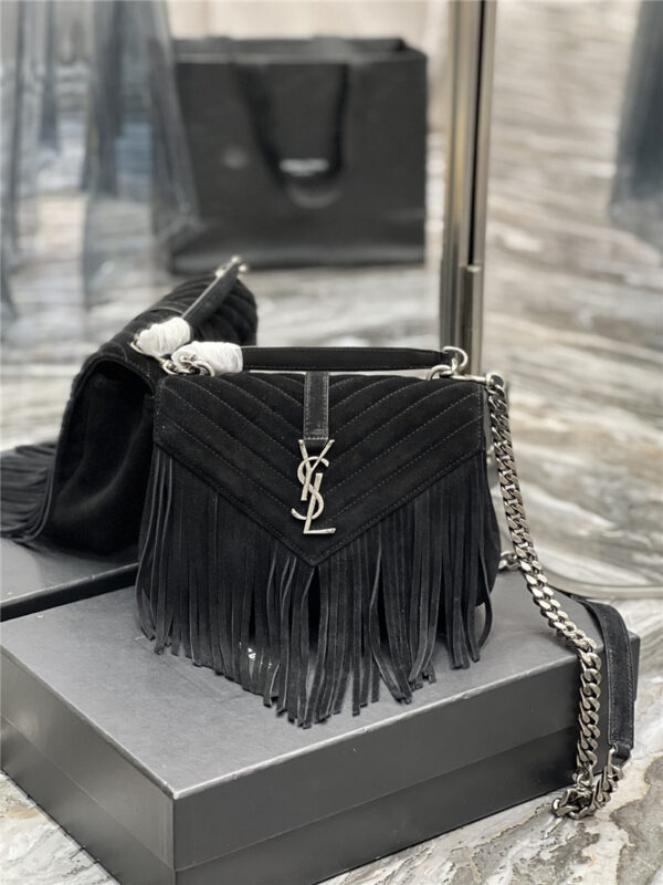 ysl medium college fringed tote bag