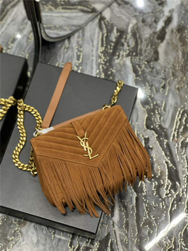 ysl medium college fringed tote bag