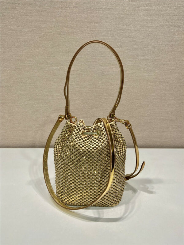 prada crystal bucket bag