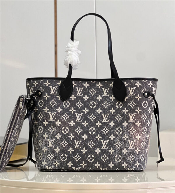 louis vuitton neverfull pm denim shopping bag